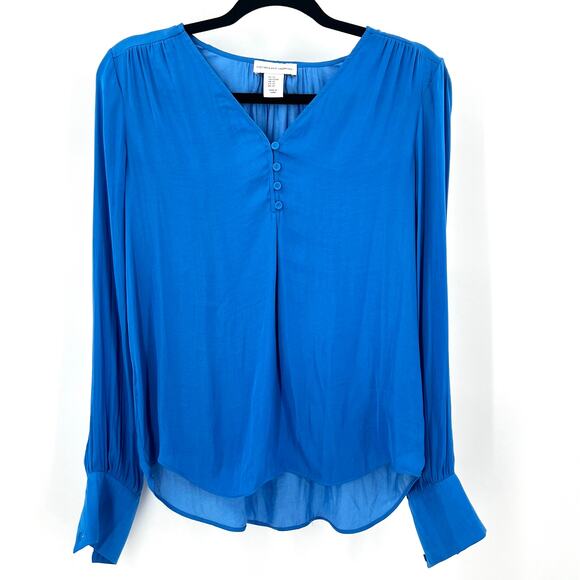Cupcakes and Cashmere Blouse Women's XS Blue Boho Chic Minimalist Feminine Soft - Picture 1 of 6